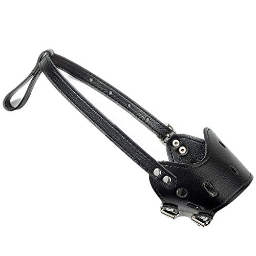 GUOCU Anti-mordedura Bozal para Perros, Cesta de Silicona, Permite Beber, Jadear y Comer,Negro,XS