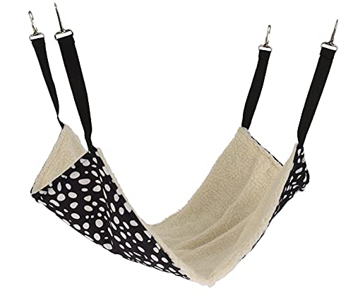 Hamaca para gatos, color blanco y negro, 50 cm, con 4 ganchos para colgar en rejas y jaulas, con hueco para tumbarse para gatos, cama colgante, cama para ventana, para animales pequeños