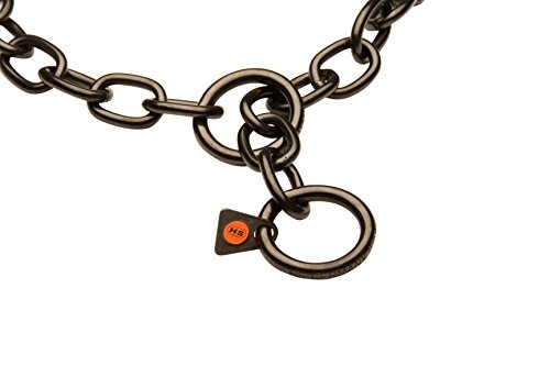 Herm Sprenger Protector de piel de Malinois belga de acero inoxidable negro de 4,0 mm de diámetro de eslabón, tamaño 54 cm para perros con cuello de 45 a 48 cm