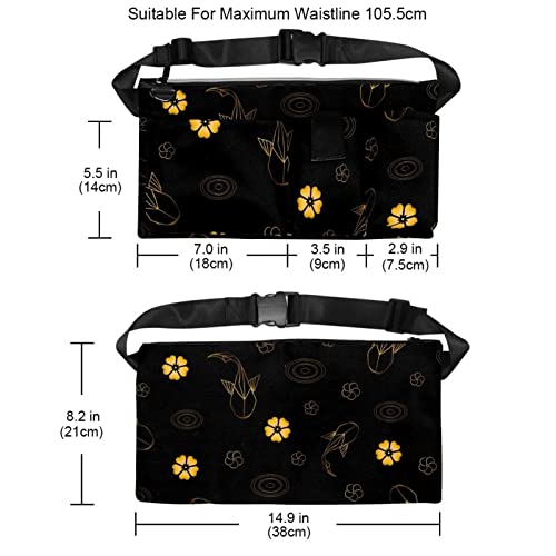 Herramientas de jardinería Cinturón Bolsas Ajustable Cintura Bolsa Colgante Bolsa Portátil Perros Bolsa Caminando Origami Koi Fish