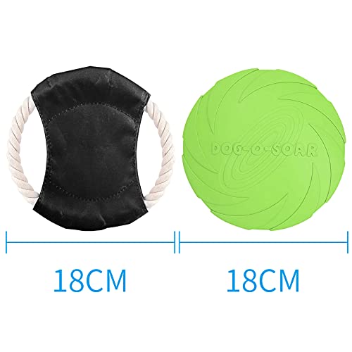 HONGECB Perros Interactivos Frisbee, Discos Voladores para Perros, Juguete De Disco Volador para Perro, Frisbee Perro, para Entrenar, Lanzar, Atrapar y Jugar, 2 Piezas, Verde, Negro