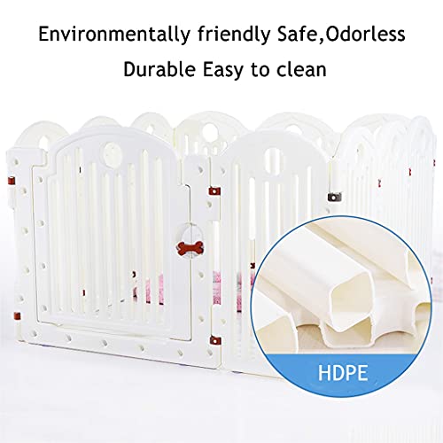 HQBL Corralito para Perros, Puerta con Pestillo, Cerco de Ejercicio para Mascotas para Animales Pequeños, 76 Cm (30 Pulgadas) de Alto, Juego de Cachorros, Valla Anti-Escape, 11 Paneles, Color Blanco