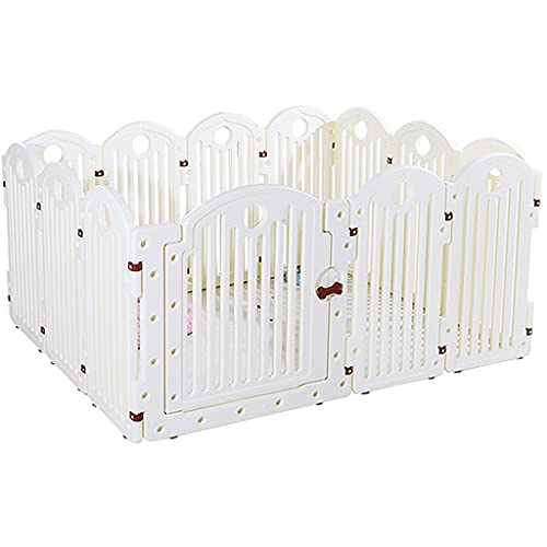 HQBL Corralito para Perros, Puerta con Pestillo, Cerco de Ejercicio para Mascotas para Animales Pequeños, 76 Cm (30 Pulgadas) de Alto, Juego de Cachorros, Valla Anti-Escape, 11 Paneles, Color Blanco