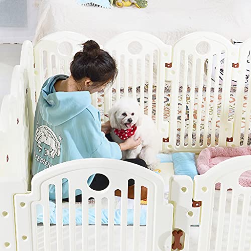 HQBL Corralito para Perros, Puerta con Pestillo, Cerco de Ejercicio para Mascotas para Animales Pequeños, 76 Cm (30 Pulgadas) de Alto, Juego de Cachorros, Valla Anti-Escape, 11 Paneles, Color Blanco