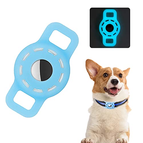 HWTONG Collar Gato GPS Airtag Perro para Funda Protectora, Silicona Airtag para Mascotas Adecuado para Collar GPS Perros Localizador AntipéRdida (Azul)