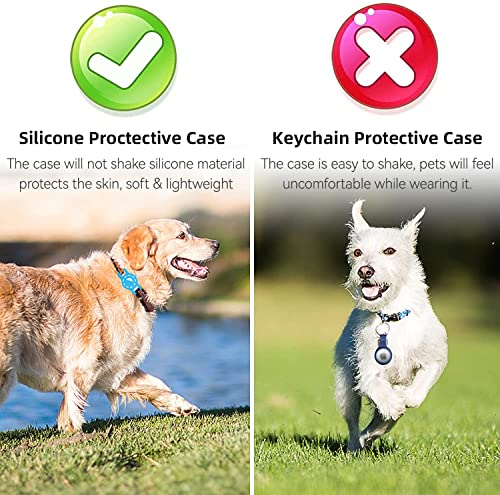 HWTONG Collar Gato GPS Airtag Perro para Funda Protectora, Silicona Airtag para Mascotas Adecuado para Collar GPS Perros Localizador AntipéRdida (Azul)
