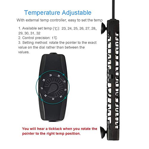 Hygger Calentador Sumergible para Acuarios, Calentador del Tanque de Peces Ajustable Calentador Betta Confiable y Compacto, Cuarzo lechoso Resistente al Calor Fabricado, 100W, 35-230 Litro