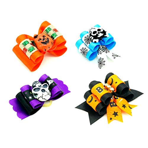 ibasenice Lazos para El Pelo de Perro de Halloween - Lindos Accesorios para El Cuidado Del Cabello con Bandas de Goma - Mezcla de Colores Productos para El Cuidado de Mascotas Pinzas para