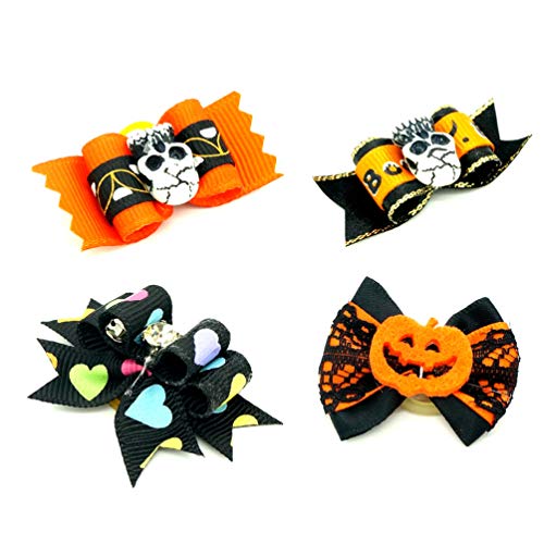 ibasenice Lazos para El Pelo de Perro de Halloween - Lindos Accesorios para El Cuidado Del Cabello con Bandas de Goma - Mezcla de Colores Productos para El Cuidado de Mascotas Pinzas para