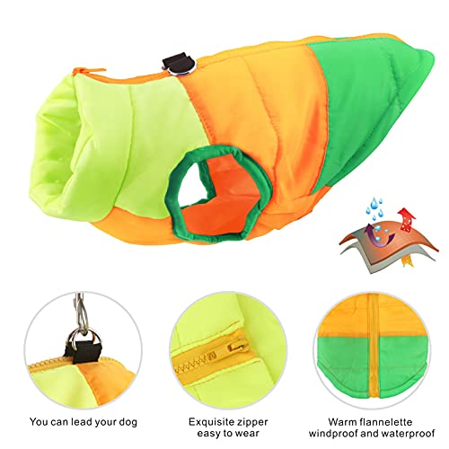 Idepet Mascota Perro Gato Escudo con Correa Ancla Color Patchwork Acolchado Cachorro Chaleco Teddy Chaqueta Chihuahua Disfraces Pug Ropa XS S M L (L, Verde)