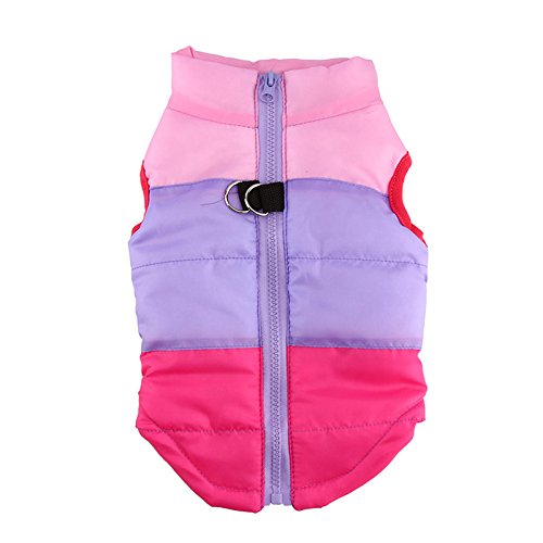 Idepet Mascota Perro Gato Escudo con Correa Ancla Color Patchwork Acolchado Cachorro Chaleco Teddy Chaqueta Chihuahua Disfraces Pug Ropa XS S M L (XS, Rosado)
