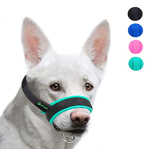 ILEPARK Bozal para Perros Grandes Pequeños Medianos, Bozal de la Tela, Anti-Mordedura Ajustable para Perro (M,Verde)