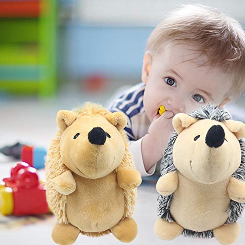 Iunser Juguete de peluche de erizo de simulación, muñeco de animal de peluche, erizo de imitación, lindo juguete de peluche, juguete con sonido para mascotas, pequeño juguete de erizo(negro)