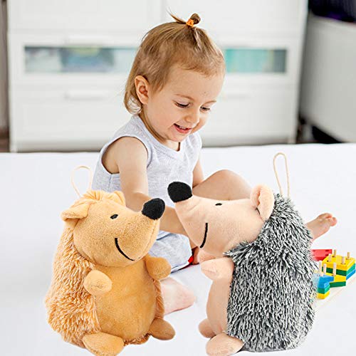 Iunser Juguete de peluche de erizo de simulación, muñeco de animal de peluche, erizo de imitación, lindo juguete de peluche, juguete con sonido para mascotas, pequeño juguete de erizo(negro)