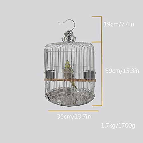 Jaula de Pájaros Copa de la jaula de aves de acero inoxidable puede colgar la copa de alimentos for mascotas, adecuado for canario loro cálculo negro fénix peonía budgerigar jaula con Soporte Rodante