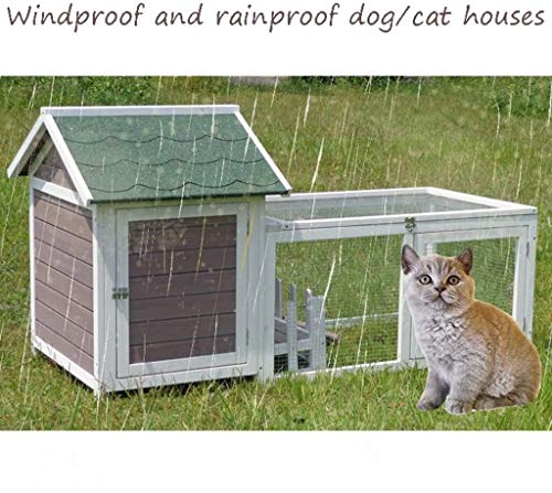 JTKDL Caseta de Perro de Madera, Tiempo Impermeable Perrera, Perrera de la casa Cubierta Jaula de Perro Perro al Aire Libre de Madera Maciza Interior y Exterior Impermeable pequeña
