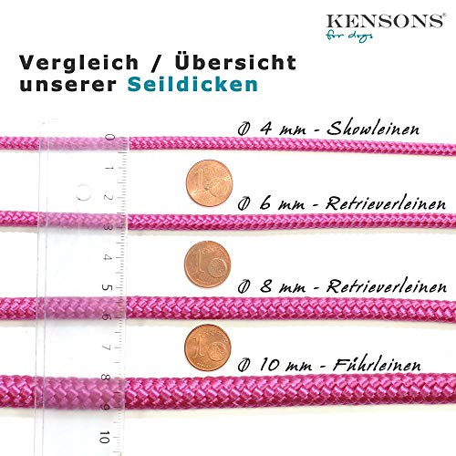 KENSONS for dogs RETRIEVERLEINE - Correa para Perro 'Sporty', Multicolor, 8 mm de Grosor, con Parada de Cuerno de Ciervo // Collar y Correa en un alemán