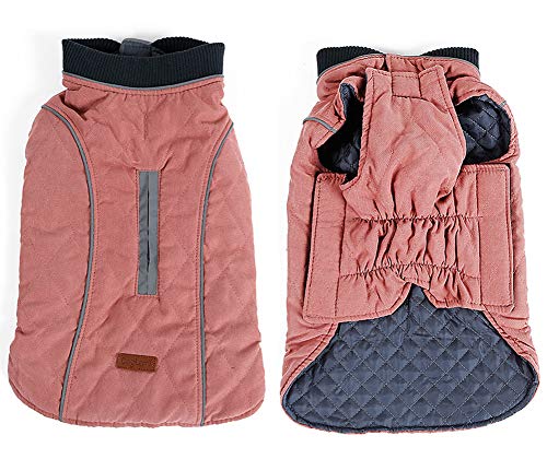 Komate Abrigo de Invierno para Perros Chaleco cálido con Vestido de Rayas Reflectantes para Perros pequeños medianos Grandes (XS (Cofre: 34-38cm), Rosado)