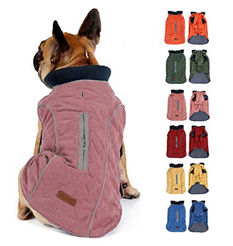 Komate Abrigo de Invierno para Perros Chaleco cálido con Vestido de Rayas Reflectantes para Perros pequeños medianos Grandes (XS (Cofre: 34-38cm), Rosado)