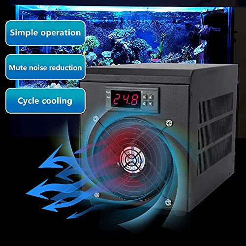 KOOWARM Enfriador de Agua para acuarios 10 ℃ - 40 ℃ Termostato de Acuario Equipo de Cultivo de mariscos para Agua Salada/Agua Dulce Enfriador de pecera 30-50 L para malezas acuáticas/Medusas/Coral