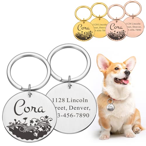 krui Chapa Perro Grabada Personalizada,Collar Personalizado Perro,Placa para Perros Personalizadas,Collar para Perros con Nombre,Collares Seresto para Perros,Chapas para Perros (30X30MM,Negro)