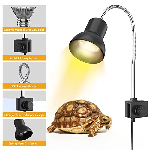 Lámpara para Tortuga, LáMpara De Punto De Calor Para Acuario De Reptiles, Con Soporte Uva Uvb Con Clip Giratorio De 360 ​​° Y Fuente De AlimentacióN Para Reptiles, Lagartos