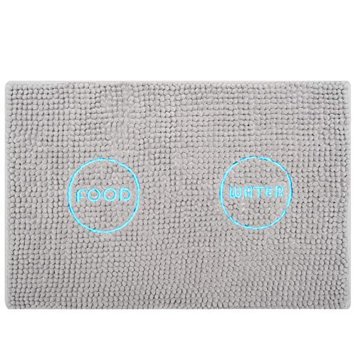 LAMTWEK 60X40cm Alfombrilla para Comedero de Mascota, Alfombrilla para Comederos de Perros Gatos, Alfombrilla para Comedero de Mascota, Cómoda Y Súper Absorbente, Felpa Microfibra Chenille
