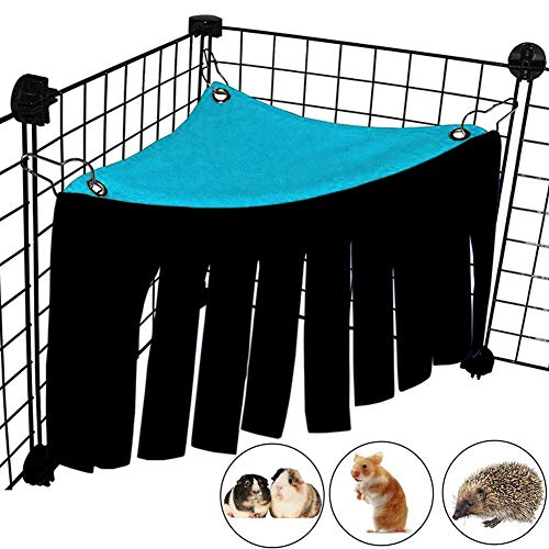 LeerKing Tienda de Esquina para Pequeños Animales Mini-Tienda de Campaña con Flecos Mascotas Jaula Escondite para Hámster Hurones Chinchilla Cobaya Conejo Erizo, Azul