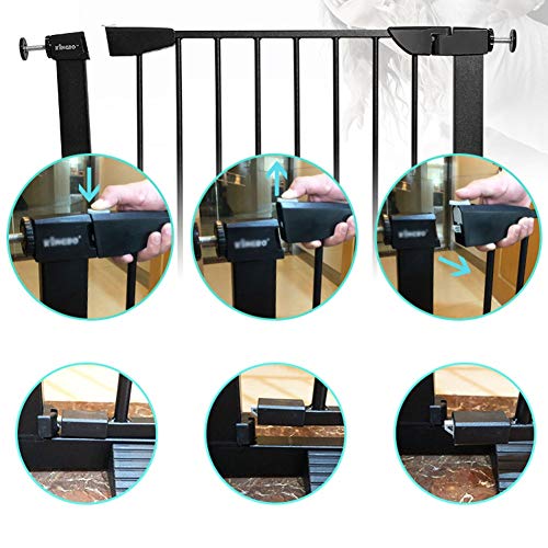 LICHUN Barrera De Seguridad Escalera Puerta For Niños Perros Presión Ajustada 2 Etapas Fondo Detener Electricidad Estática Pintar, Multi-tamaño (Color : White, Size : W 173-180cm)