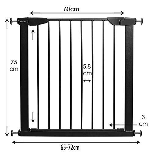 LICHUN Barrera De Seguridad Escalera Puerta For Niños Perros Presión Ajustada 2 Etapas Fondo Detener Electricidad Estática Pintar, Multi-tamaño (Color : White, Size : W 173-180cm)
