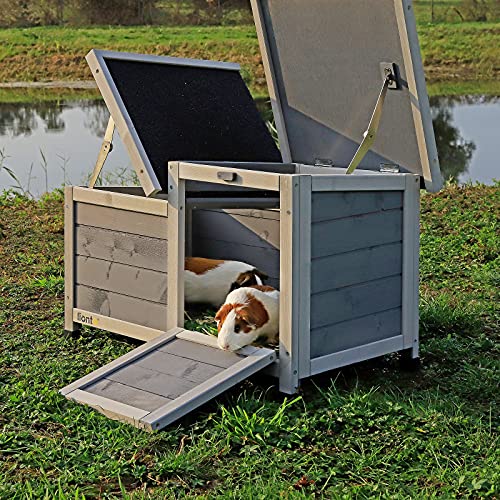 lionto Conejera caseta para roedores Jaula de Madera para Animales Gris 70x43x45 cm