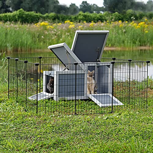 lionto Conejera caseta para roedores Jaula de Madera para Animales Gris 70x43x45 cm