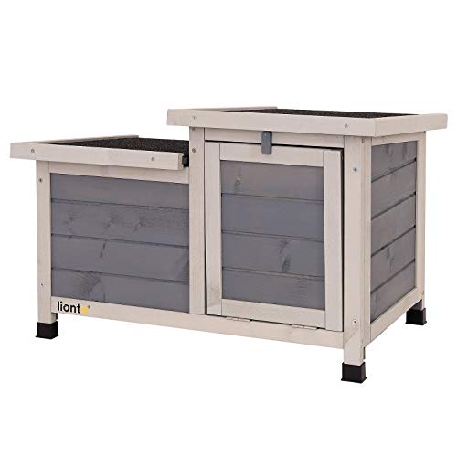 lionto Conejera caseta para roedores Jaula de Madera para Animales Gris 70x43x45 cm
