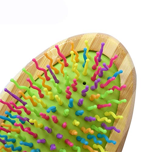 Liyue-comb Madera de bambú Colorido Arco Iris Peine Curvo En Forma de Onda Peine Peluquería Canina Nudo Abierto Belleza Limpia Mango de Madera Masaje Piel Artículos for Mascotas