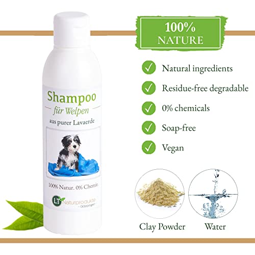 LT-Naturprodukte Champú para cachorros | Bio | Cuidado suave para cachorros de perro sin productos químicos ni jabón | contra picor | Hipoalergénico | con lavandera blanca original | 250 ml