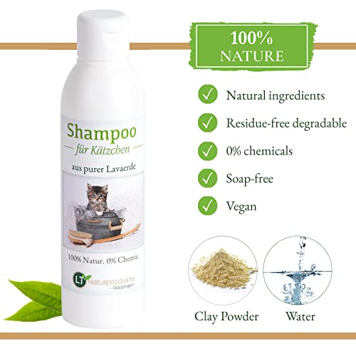 LT-Naturprodukte Champú para gatitos | Bio | Cuidado suave para pequeños gatitos sin productos químicos ni jabón | contra picor | Hipoalergénico | con lavaerda blanca original | 250 ml