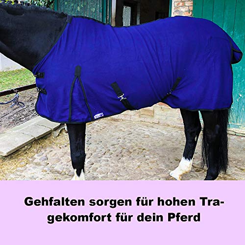 Manta para caballo, con correa para la cola y correa cruzada, manta para establo de forro polar, manta para caballo, color azul marino, 135 cm