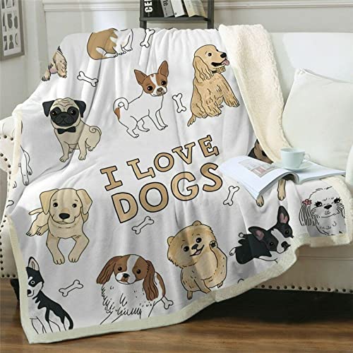 Manta Suave mullida,Manta Forro Polar,cálida acogedora,Manta sofá,Manta Felpa Muy Suave para niños Mascotas Adulto,Manta Viaje, Extra mullida Felpa,Amo a los Perros Amo a los Animales Hueso