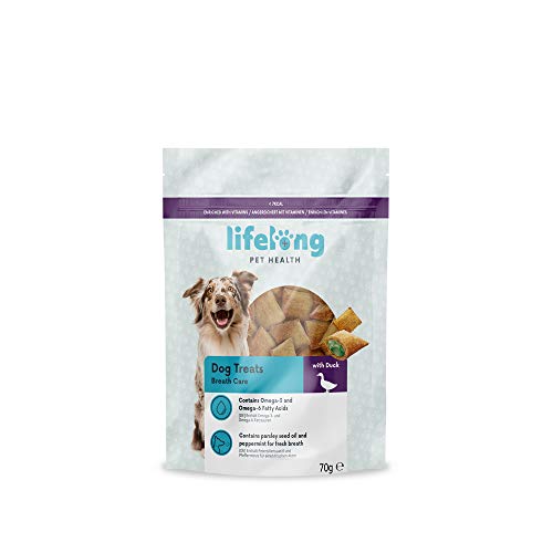 Marca Amazon - Lifelong Premios para el cuidado del aliento de su perro, 8 x 70g