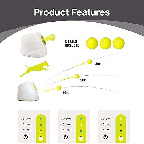 N / B Lanzador de Bolas para Perros Grandes, Lanzador de Bolas automático Interactivo de Juguete para Perros, con baterías Recargables, 3 Bolas Incluidas, para Perros pequeños y medianos