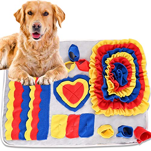 Nabance - Alfombra de cacheo para perro, alfombra educadora para perro, suave, lavable, juego de alfombra, entrenar el sentido del olor lento, alimentación del estrés y el release Pad 65 x 48 cm