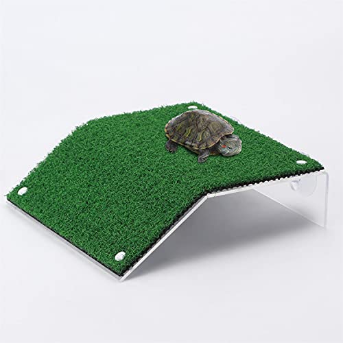 Nobleza - Plataforma Tortugas, Verde Realista Césped Tortugas Basking Plataforma con Ventosas, para Tortuga o Reptil, L20*W21CM