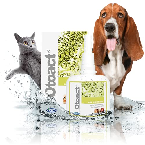Otoact Solución Limpiadora de oídos para perros y gatos - Gotas limpiadoras de oídos para perros, que eliminan la cera y el olor - 100ml