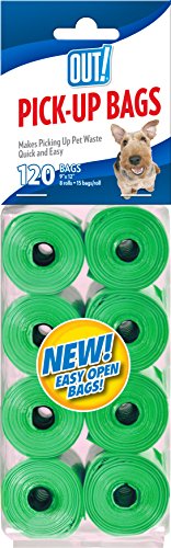 OUT! Bolsas para excrementos de Perro, Resistentes y a Prueba de Fugas, Color Verde (Paquete de 120 Unidades)