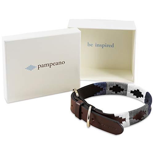 pampeano | Roca - Cuello Polo para Perros Artesanal Argentino en Piel de Primera Calidad | Caja de Regalo | Todas Las Razas de Perros | Hebilla de Acero Inoxidable Cosida a Mano de 1,5 cm de Ancho