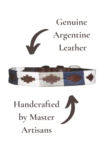 pampeano | Roca - Cuello Polo para Perros Artesanal Argentino en Piel de Primera Calidad | Caja de Regalo | Todas Las Razas de Perros | Hebilla de Acero Inoxidable Cosida a Mano de 1,5 cm de Ancho