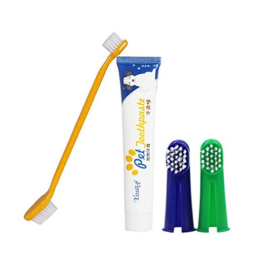 Pasta De Dientes Cepillo De Dientes para Los Perros Gatos Cepillar Los Dientes Limpiador De Aliento para Mascotas Ambientador Oral Care Dental Kit De Limpieza del Cepillo De Dientes Set