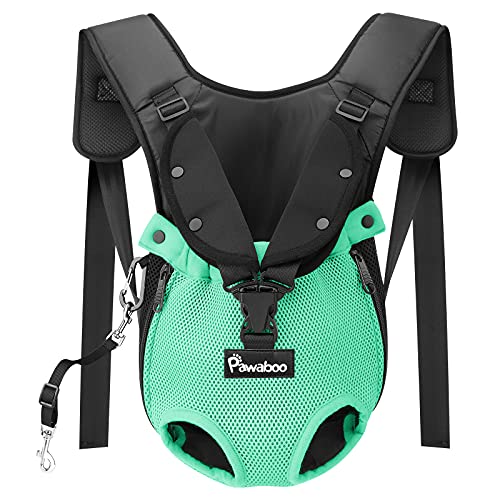 Pawaboo Mochila del Perro, Bolso para Mascotas, Adjustable Bolsa Delantera para Perro Pequeño, Bolsa de Transporte de Mascotas para Viajar/Senderismo-Talla M- Azul de Lago
