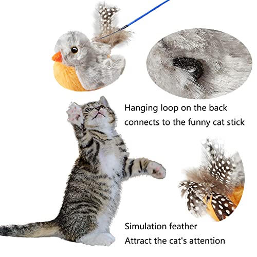 Pawsayes Three Dogs & a Cat - Juguetes interactivos, simulación de conejos, pájaros y ratones, juguetes para gatos, juegos y ejercicios en la cubierta, juego de composición de pájaros y ratones (gris)