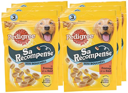 Pedigree Sa Récompense - Mini Bouchées au Bœuf et Fromage pour Chien, 6 Sachets de 140g de Friandises